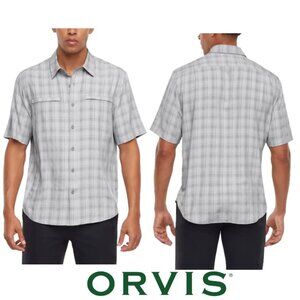 NWT Orvis Men's Short Sleeve Woven Shirt, Grey